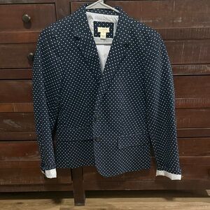 J. Crew Dark Blue Blazer with White Dots
